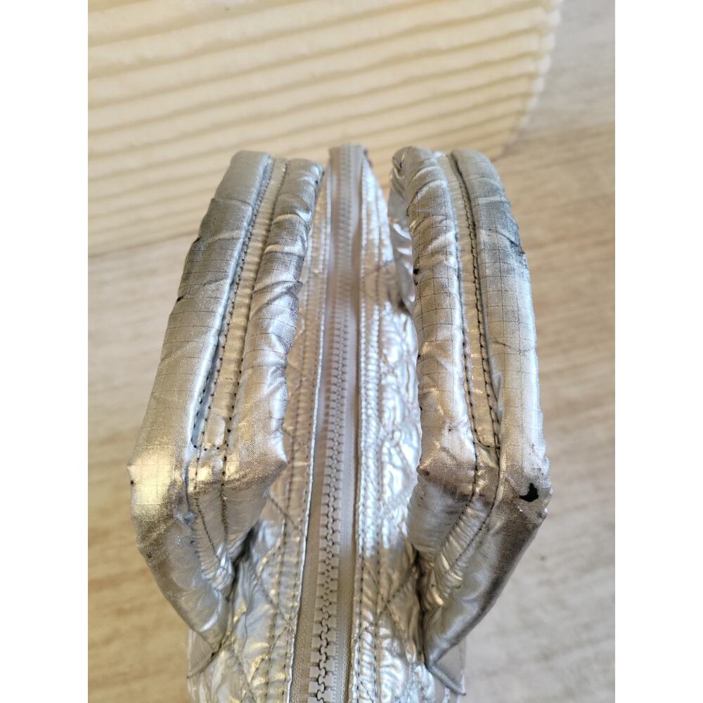 MZ Wallace Metallic Silver Quilted Nylon Mini Metro Tote Secondhand - Picture 4 of 8